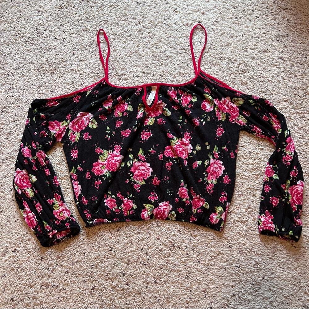 Floral Black and Pink Women's Top
